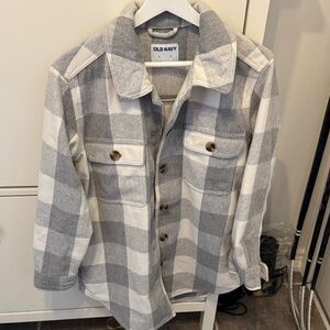 Old Navy Kids Checkered Gray and White Jacket